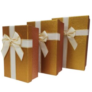 Cajas Duras Rectang. Dorado Brillante Pack x3