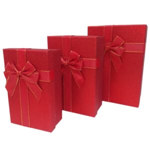 Cajas Duras Rectang. Escar. Rojo Pack x3