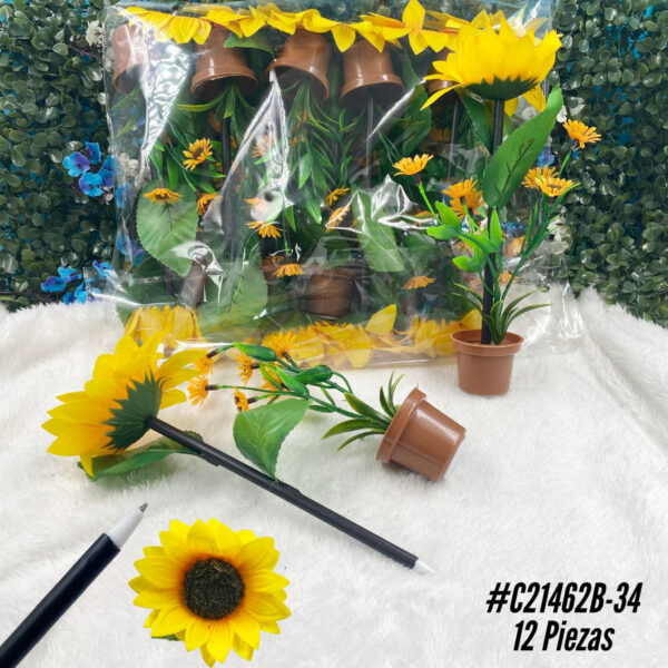 BOLIGRAFOS FLORERO GIRASOL X12 unid.