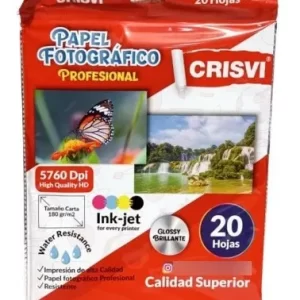 Papel Fotografico Crisvi 180 gr x20 hojas