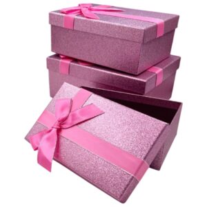 Cajas Duras Rectang. Escar. Rosado Pack 3 unid.