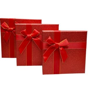 Cajas Duras Cuadrado Escar. Rojo Pack x3