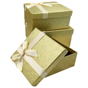 Cajas Duras Cuadrado Escar. Dorado  Pack 3 unid.