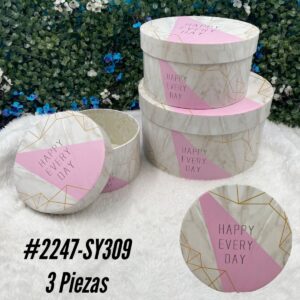 Cajas Duras Redonda Textura Pack 3 unid.