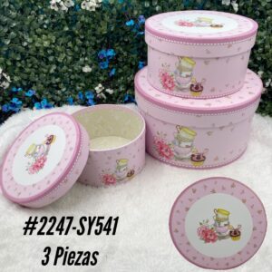 Cajas Duras Redonda Rosada Pack 3 unid.