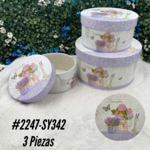 Cajas Duras Redonda Lavanda Pack 3 unid.