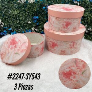 Cajas Duras Redonda Rosas Pack 3 unid.