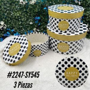 Cajas Duras Redonda Lunares Pack 3 unid.