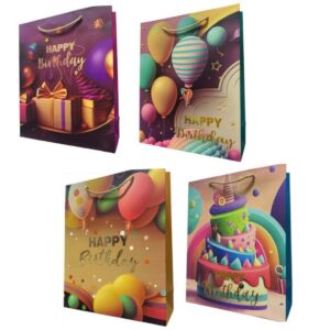 Bolsas Lujo 32×26 Cumple Vintage x12 unid