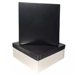 Cajas Torta 20x20x6cm Tapa Negra x12 unid