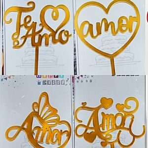 Topper Acrilico Amor Dorado x10 unid.
