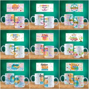 Tazas con Mensajes para Maestros x12 unid