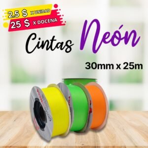 Cintas Neón 30mm x 25 mtrs x12 unid