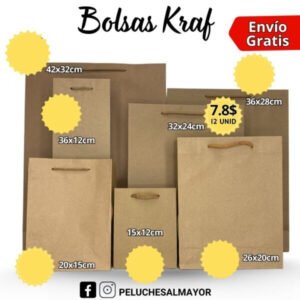 Bolsas Kraft 32x24cm x12 unid