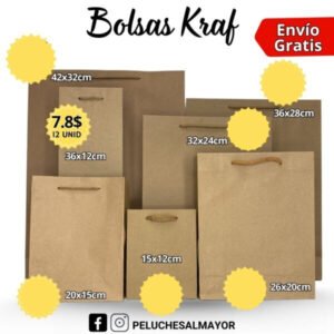 Bolsas Kraft 36x12cm x12 unid