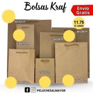 Bolsas Kraft 36x28cm x12 unid