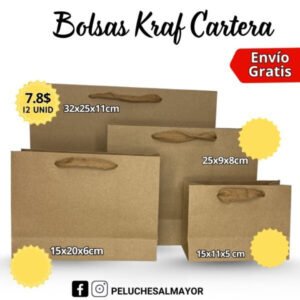 Bolsas Kraft Cartera 32x25x11cm x12 unid