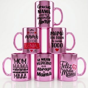 Tazas Espejo Fucsia para Mamá x4 unid
