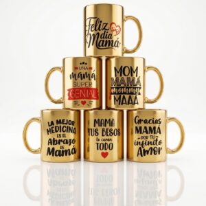 Tazas Espejo Dorados para Mamá x4 unid