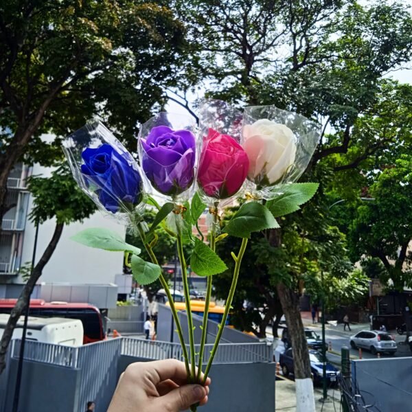 Rosas con tallo Petalos de Jabón x6 unid.