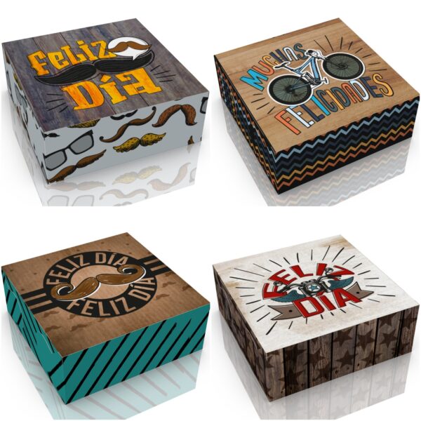 Cajas 13x13cm Feliz Dia Varon x12 unid - Image 4
