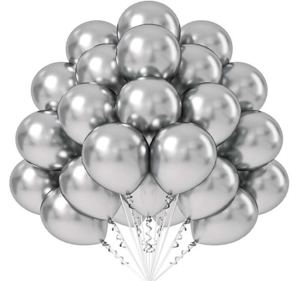Globos Latex Sonrisa R11 Plateado Mate x50 unid