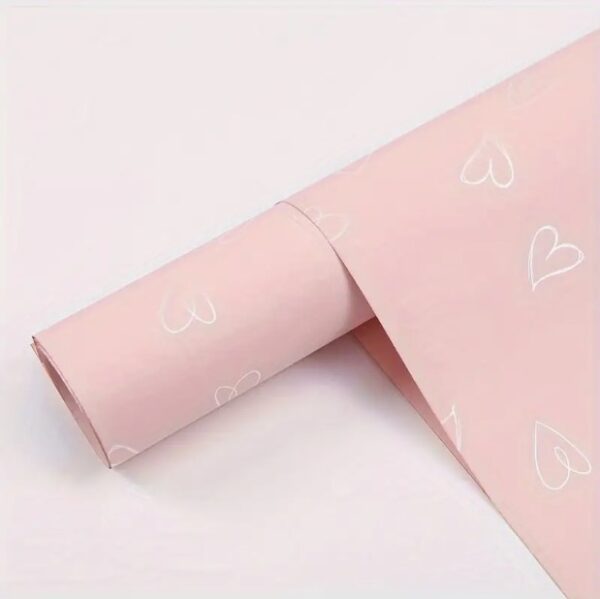 Papel Coreano Rosado con Corazones x20 pliegos