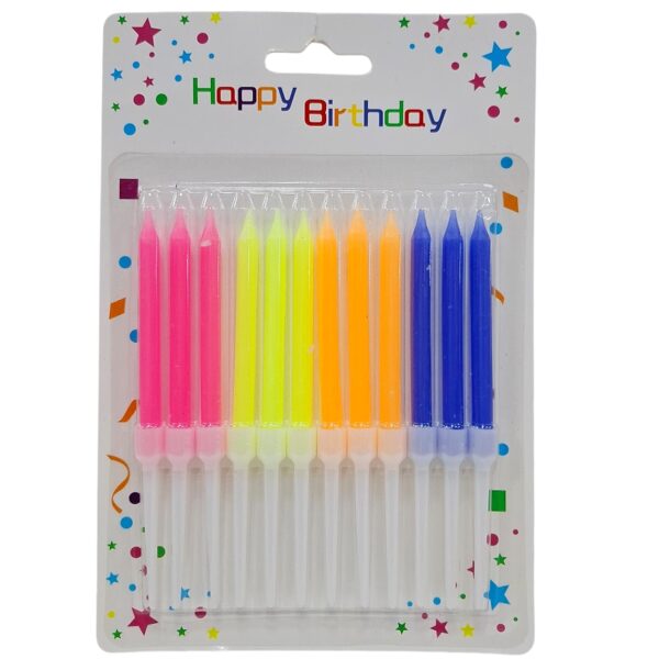 Velas 12 pzas Palitos Neon x6 Paq.
