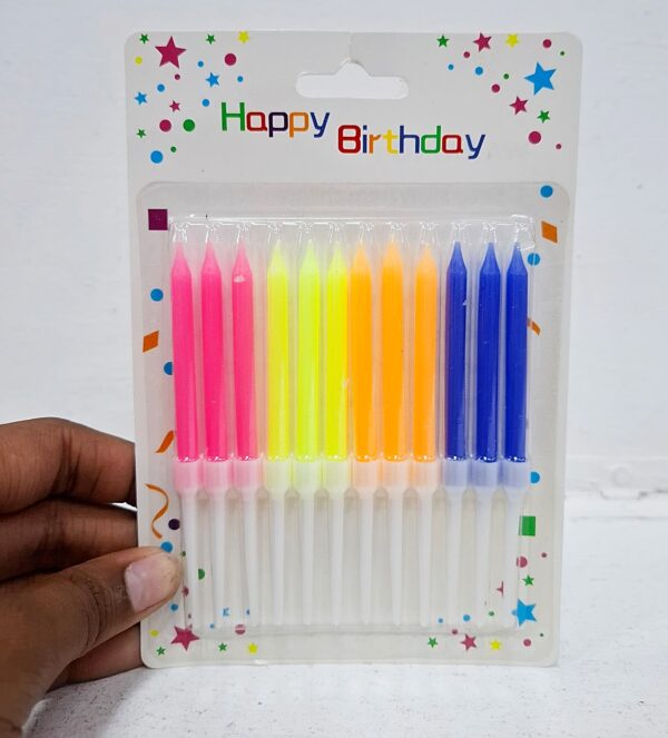 Velas 12 pzas Palitos Neon x6 Paq. - Image 2