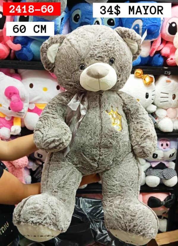 Peluche Oso Gris Corona 70cm #2418-60