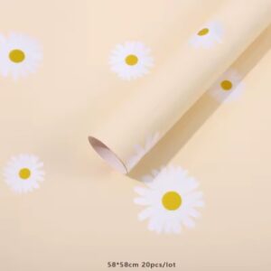 Papel Coreano de Flores Amarillo x20 pliegos