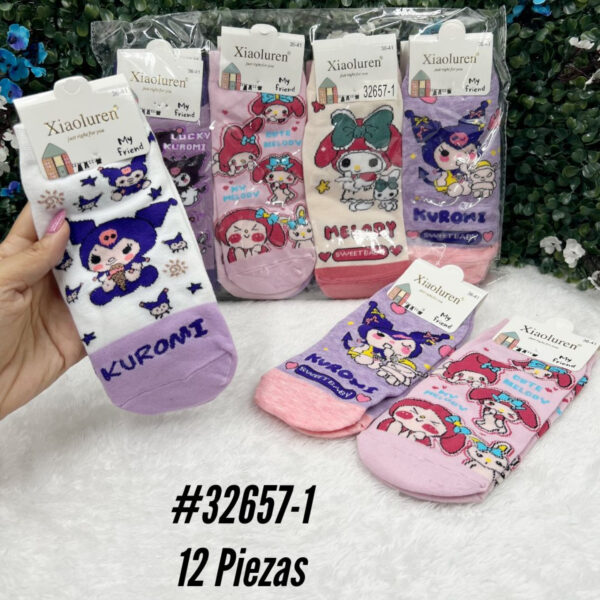 MEDIAS KUROMI BLANCO TOBILLERA x12 PARES