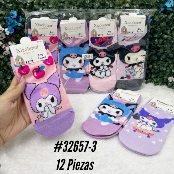 MEDIAS KUROMI BABY TOBILLERA x12 PARES