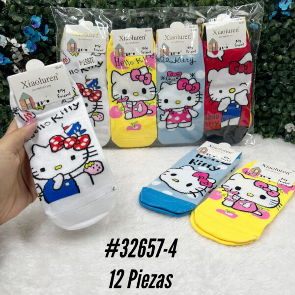 MEDIAS KITTY BLANCO TOBILLERA x12 PARES