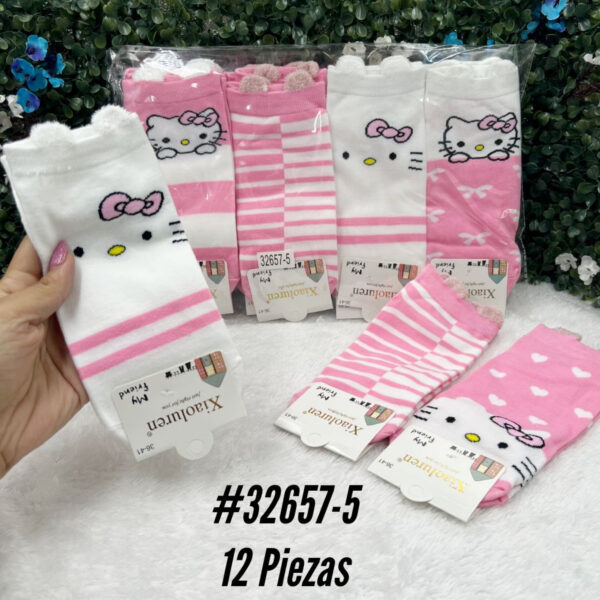 MEDIAS KITTY ROSA TOBILLERA x12 PARES