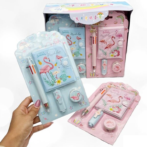 KIT LIBRETA 4EN1 FLAMINGO X12 UNID.