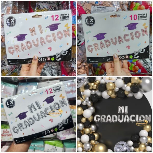 Globos Foil Mi Graduacion 12 piezas x4 unid - Image 2