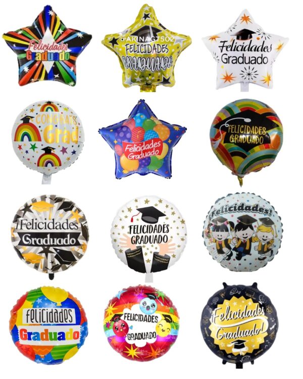 Globos Foil 10' Graduacion x12 unid.