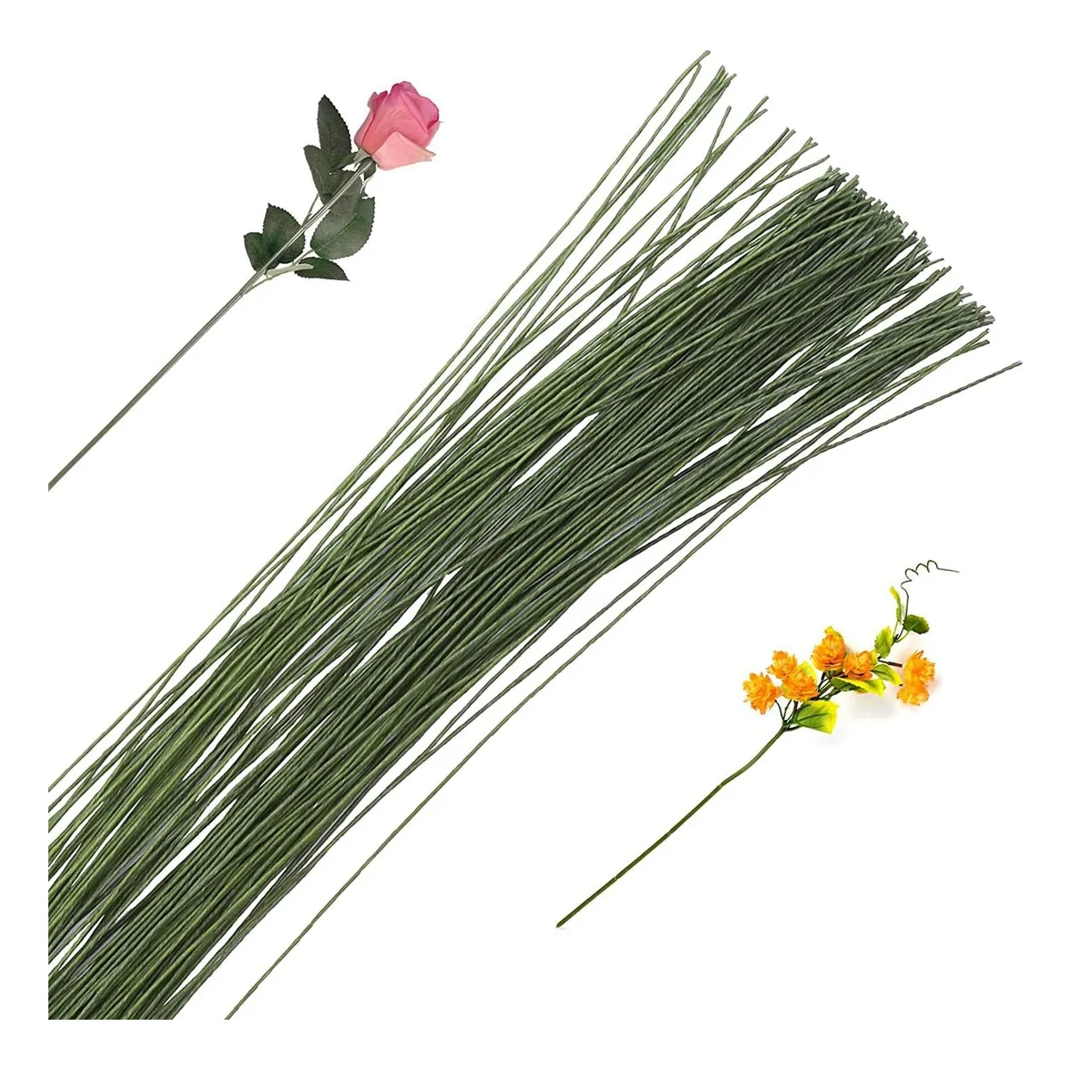 Alambre Floral Verde 0,55mm x100 unid - Image 2