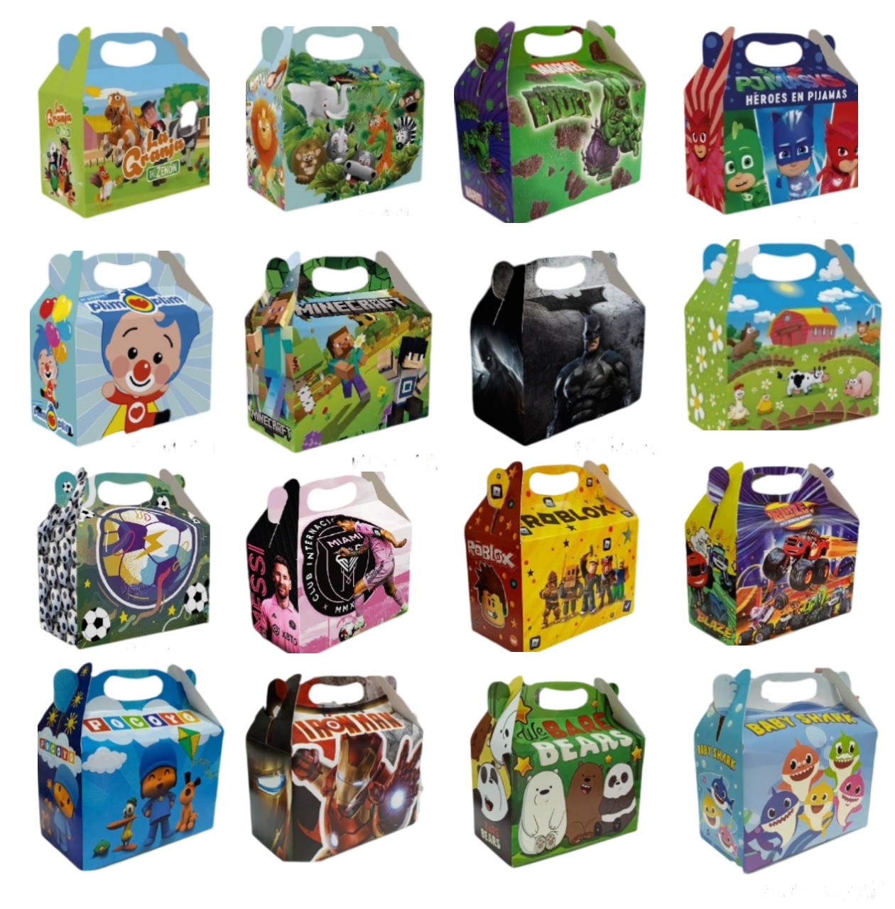 Cajas Cotillón Personajes Infantiles3 x12 unid.