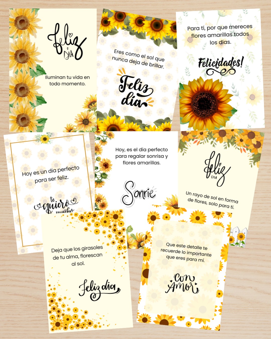 Tarjetas Afiche Flores Amarillas x8 unid. - Image 2