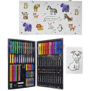Set de Arte Maleta Metal Animalitos 95 piezas #M-005