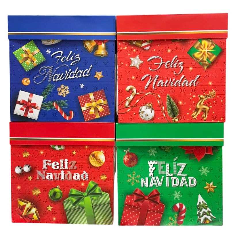 Cajas Cubo 30x30 Navidad Color x3 unid.
