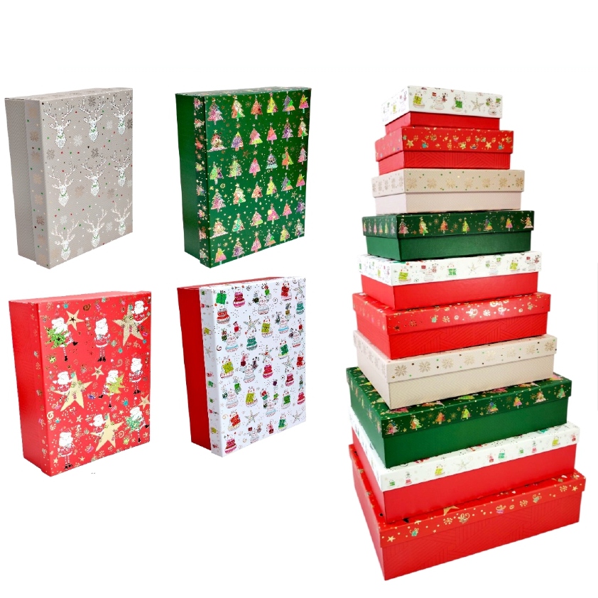 Cajas Duras Navidad Color Pack x10