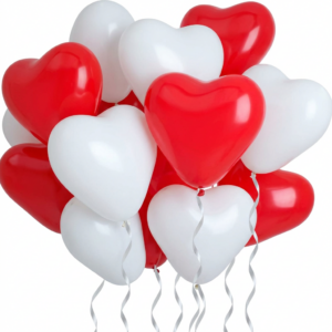Globos Latex Corazon R10 Rojo y Blanco x50 unid