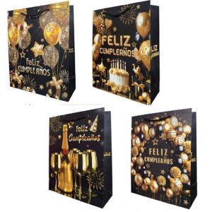 Bolsas Lujo 32×26 G. Negro Cumple x12 unid