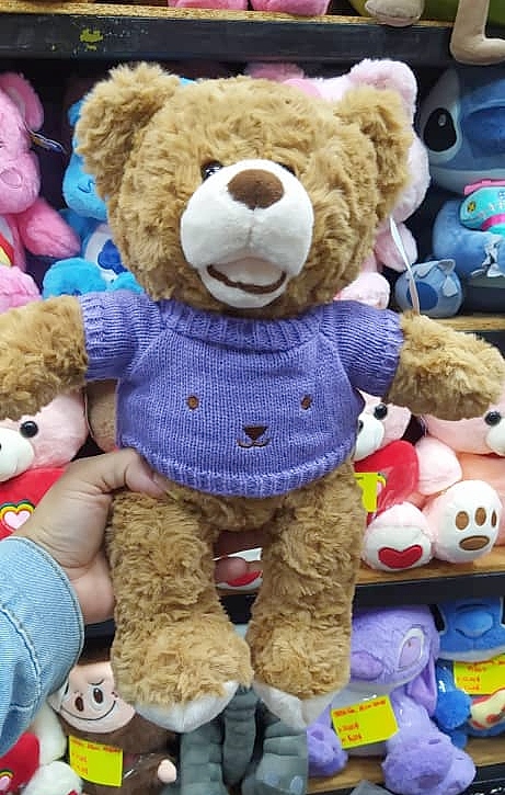 Peluche Oso Sweter Verde Morado 35cm #21818 - Image 2
