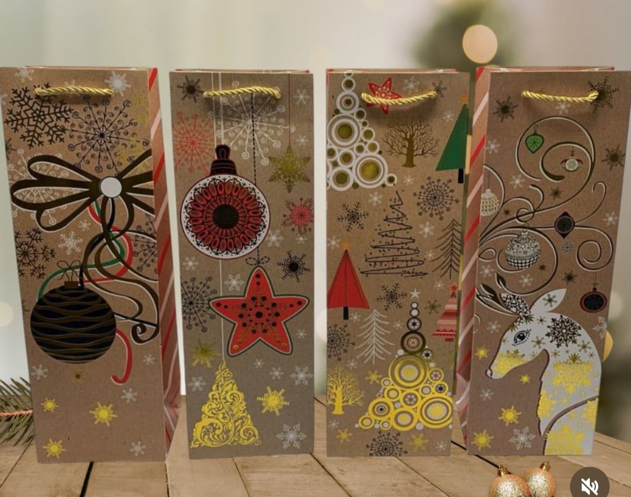 Bolsas Delux Botelleras Navidad x12 unid.