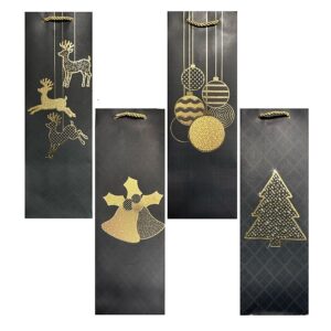 Bolsas Lujo Botelleras Navidad Negro x12 unid
