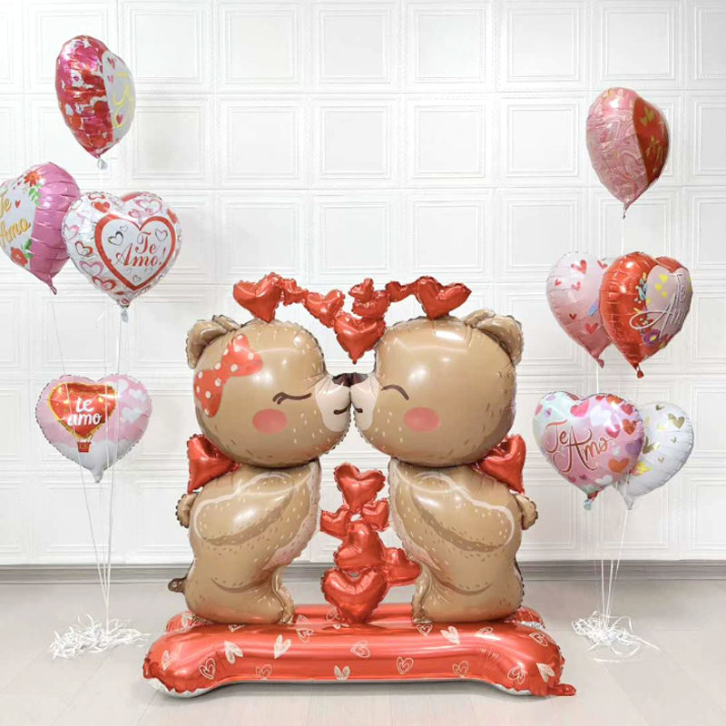 Globo Foil 48' Jumbo Oso Pareja c/Base - Image 2